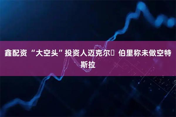 鑫配资 “大空头”投资人迈克尔・伯里称未做空特斯拉